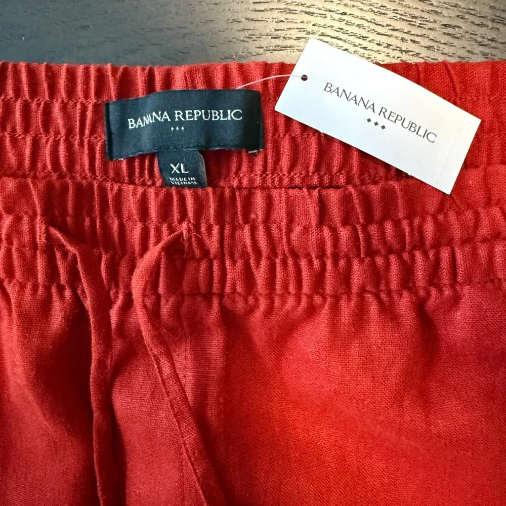 Banana Republic Women’s Linen Blend Dark Red Cargo‎ Pants Size XL